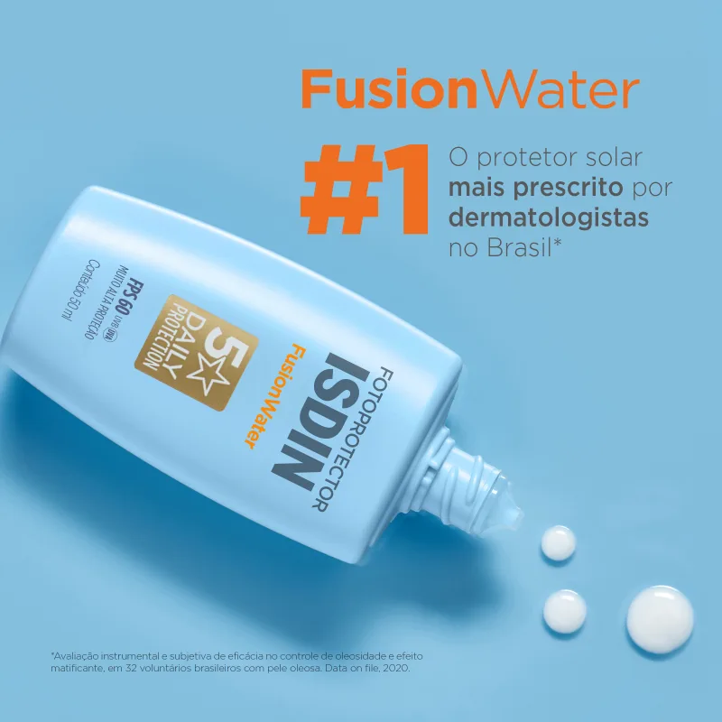 Protetor Solar ISDIN Fusion Water FPS 60 Sem Cor – Oil Control e Toque Seco - Imagem 2